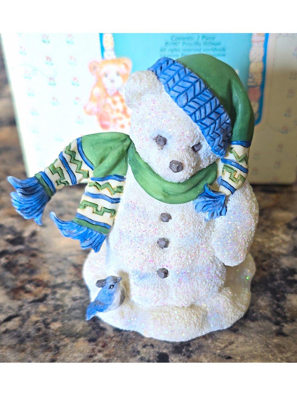 Cherished Teddies Santa Express Snowman Figurine 269905 Glitter 1997 Hillman
